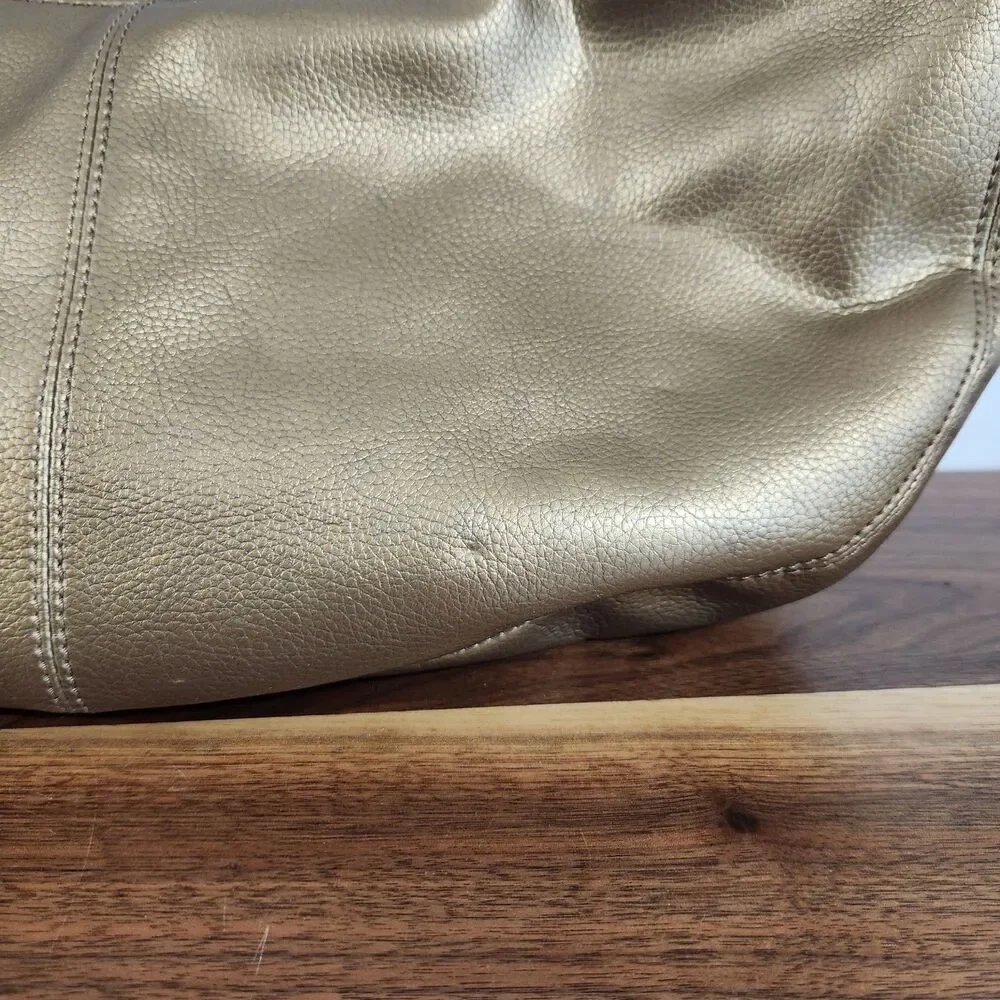 Tommy Hilfiger Y2K Pebbled Leather Hobo Bag Purse Retro Metallic Gold